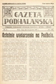 Gazeta Podhalańska : tygodnik poświęcony sprawom Podhala, Spisza, Orawy. 1933, nr 31