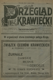 Przegląd Krawiecki : organ Związku Cechów Krawieckich na Rzeczpospolitą Polską. R.1, 1925, nr 1