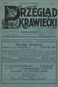 Przegląd Krawiecki : organ Związku Cechów Krawieckich na Rzeczpospolitą Polską. R.1, 1925, nr 7