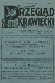 Przegląd Krawiecki : organ Związku Cechów Krawieckich na Rzeczpospolitą Polską. R.1, 1925, nr 8