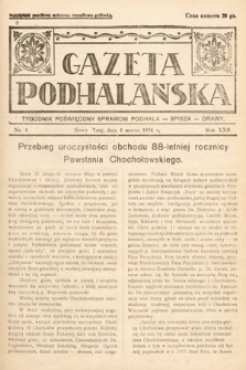 Gazeta Podhalańska : tygodnik poświęcony sprawom Podhala, Spisza, Orawy. 1934, nr 4