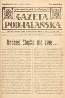 Gazeta Podhalańska : tygodnik poświęcony sprawom Podhala, Spisza, Orawy. 1934, nr 5
