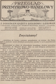 Przegląd Przemysłowo-Handlowy : czasopismo poświęcone sprawom przemysłu, handlu i finansów. R.1, 1921, listopad