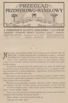 Przegląd Przemysłowo-Handlowy : czasopismo poświęcone sprawom przemysłu, handlu i finansów. R.2, 1922, listopad