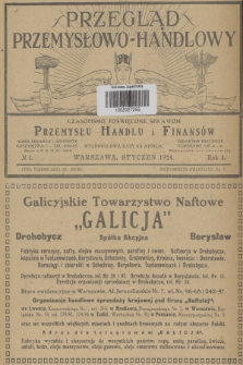 Przegląd Przemysłowo-Handlowy : czasopismo poświęcone sprawom przemysłu, handlu i finansów. R.4, 1924, № 1