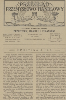 Przegląd Przemysłowo-Handlowy : czasopismo poświęcone sprawom przemysłu, handlu i finansów. R.4, 1924, październik