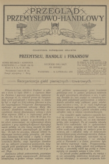 Przegląd Przemysłowo-Handlowy : czasopismo poświęcone sprawom przemysłu, handlu i finansów. R.4, 1924, listopad