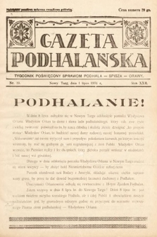 Gazeta Podhalańska : tygodnik poświęcony sprawom Podhala, Spisza, Orawy. 1934, nr 19