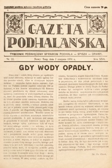Gazeta Podhalańska : tygodnik poświęcony sprawom Podhala, Spisza, Orawy. 1934, nr 22