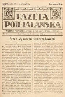 Gazeta Podhalańska : tygodnik poświęcony sprawom Podhala, Spisza, Orawy. 1934, nr 27