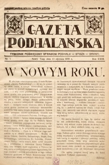Gazeta Podhalańska : tygodnik poświęcony sprawom Podhala, Spisza, Orawy. 1935, nr 1