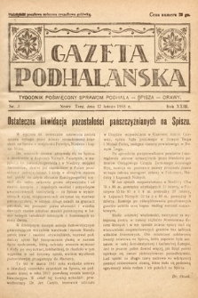 Gazeta Podhalańska : tygodnik poświęcony sprawom Podhala, Spisza, Orawy. 1935, nr 3