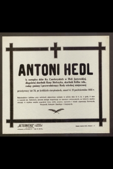 Antoni Hedl, b. zarządca dóbr Ks. Czartoryskich [...] przeżywszy lat 74 [...] zmarł d. 12 października 1932 r. [...]