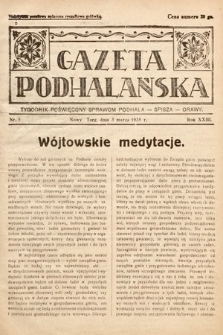 Gazeta Podhalańska : tygodnik poświęcony sprawom Podhala, Spisza, Orawy. 1935, nr 5