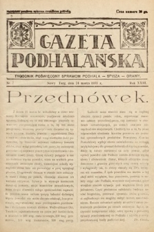 Gazeta Podhalańska : tygodnik poświęcony sprawom Podhala, Spisza, Orawy. 1935, nr 7