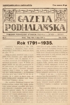 Gazeta Podhalańska : tygodnik poświęcony sprawom Podhala, Spisza, Orawy. 1935, nr 9
