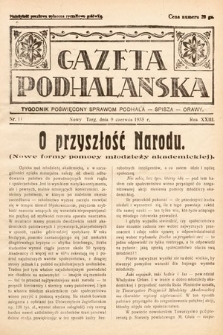 Gazeta Podhalańska : tygodnik poświęcony sprawom Podhala, Spisza, Orawy. 1935, nr 11