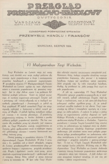 Przegląd Przemysłowo-Handlowy : czasopismo poświęcone sprawom przemysłu, handlu i finansów. R.6, 1926, sierpień