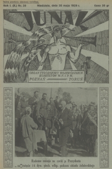 Junak : tygodniowy ilustrowany organ Woj. Komit. W. F. i P. W. Poznań-Toruń. R.1 (10), 1929, nr 20