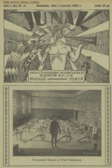 Junak : tygodniowy ilustrowany organ Woj. Komit. W. F. i P. W. Poznań-Toruń. R.1 (10), 1929, nr 21