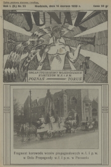 Junak : tygodniowy ilustrowany organ Woj. Komit. W. F. i P. W. Poznań-Toruń. R.1 (10), 1929, nr 23