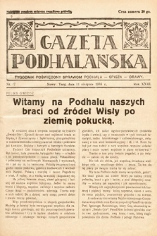 Gazeta Podhalańska : tygodnik poświęcony sprawom Podhala, Spisza, Orawy. 1935, nr 17