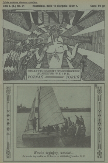 Junak : tygodniowy ilustrowany organ Woj. Komit. W. F. i P. W. Poznań-Toruń. R.1 (10), 1929, nr 31