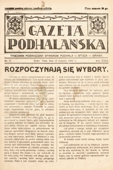 Gazeta Podhalańska : tygodnik poświęcony sprawom Podhala, Spisza, Orawy. 1935, nr 18
