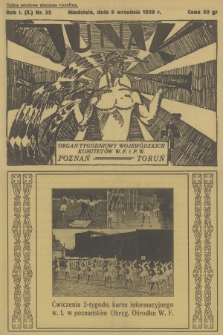 Junak : tygodniowy ilustrowany organ Woj. Komit. W. F. i P. W. Poznań-Toruń. R.1 (10), 1929, nr 35