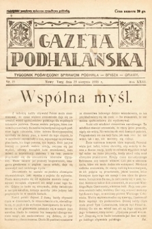 Gazeta Podhalańska : tygodnik poświęcony sprawom Podhala, Spisza, Orawy. 1935, nr 19