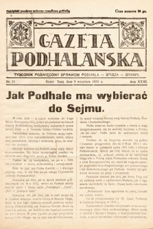 Gazeta Podhalańska : tygodnik poświęcony sprawom Podhala, Spisza, Orawy. 1935, nr 21