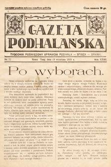 Gazeta Podhalańska : tygodnik poświęcony sprawom Podhala, Spisza, Orawy. 1935, nr 22