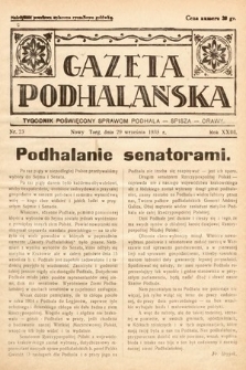 Gazeta Podhalańska : tygodnik poświęcony sprawom Podhala, Spisza, Orawy. 1935, nr 23