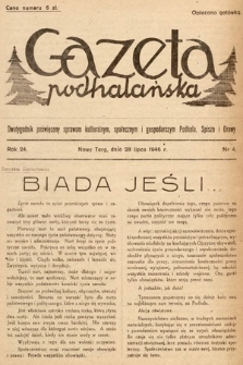 Gazeta Podhalańska : dwutygodnik poświęcony sprawom kulturalnym, społecznym i gospodarczym Podhala, Spisza i Orawy. 1946, nr 4