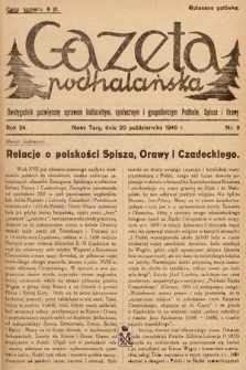 Gazeta Podhalańska : dwutygodnik poświęcony sprawom kulturalnym, społecznym i gospodarczym Podhala, Spisza i Orawy. 1946, nr 9
