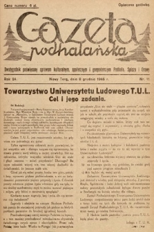 Gazeta Podhalańska : dwutygodnik poświęcony sprawom kulturalnym, społecznym i gospodarczym Podhala, Spisza i Orawy. 1946, nr 11