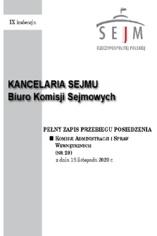 Pełny Zapis Przebiegu Posiedzenia Komisji Administracji i Spraw Wewnętrznych (nr 29) z dnia 18 listopada 2020 r.