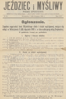 Jeździec i Myśliwy : pismo sportowe. R.14, 1904, nr 22