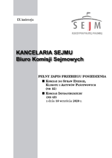 Pełny Zapis Przebiegu Posiedzenia Komisji do spraw Energii, Klimatu i Aktywów Państwowych (nr 15) z dnia 16 września 2020 r.