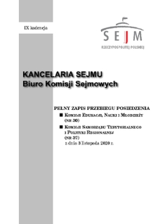 Pełny Zapis Przebiegu Posiedzenia Komisji Edukacji, Nauki i Młodzieży (nr 30) z dnia 3 listopada 2020 r.