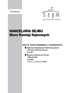 Pełny Zapis Przebiegu Posiedzenia Komisji Edukacji, Nauki i Młodzieży (nr 38) z dnia 17 grudnia 2020 r.