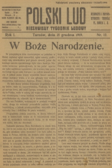 Polski Lud : niezawisły tygodnik ludowy. R.1, 1919, nr 12