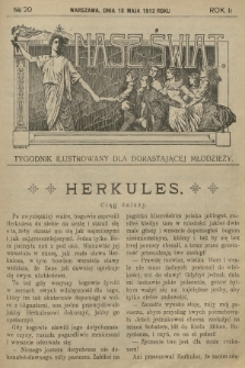 Nasz Świat : tygodnik ilustrowany dla dorastającej młodzieży. R.2, [T.3], 1912, № 20
