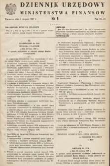 Dziennik Urzędowy Ministerstwa Finansów. 1967, nr 5