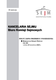 Pełny Zapis Przebiegu Posiedzenia Komisji do Spraw Petycji (nr 26) z dnia 23 września 2020 r.