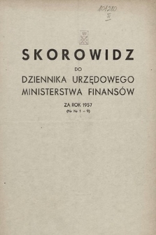 Dziennik Urzędowy Ministerstwa Finansów. 1957, skorowidz