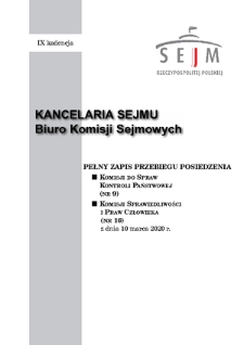 Pełny Zapis Przebiegu Posiedzenia Komisji do Spraw Kontroli Państwowej (nr 9) z dnia 10 marca 2020 r.