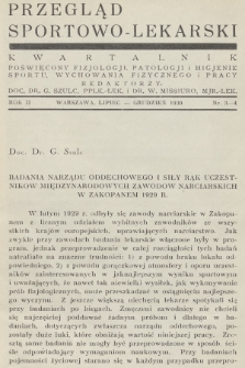 Przegląd Sportowo-Lekarski : kwartalnik poświęcony fizjologji, patologji i higjenie sportu, wychowania fizycznego i pracy. R.2, 1930, nr 3-4