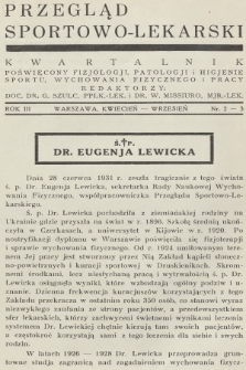 Przegląd Sportowo-Lekarski : kwartalnik poświęcony fizjologji, patologji i higjenie sportu, wychowania fizycznego i pracy. R.3, 1931, nr 2-3