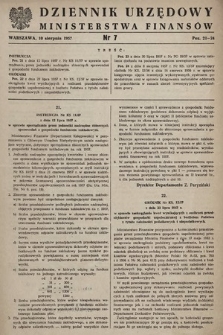 Dziennik Urzędowy Ministerstwa Finansów. 1957, nr 7